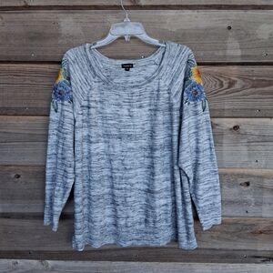 Torrid Marbled Floral Embroidered Top